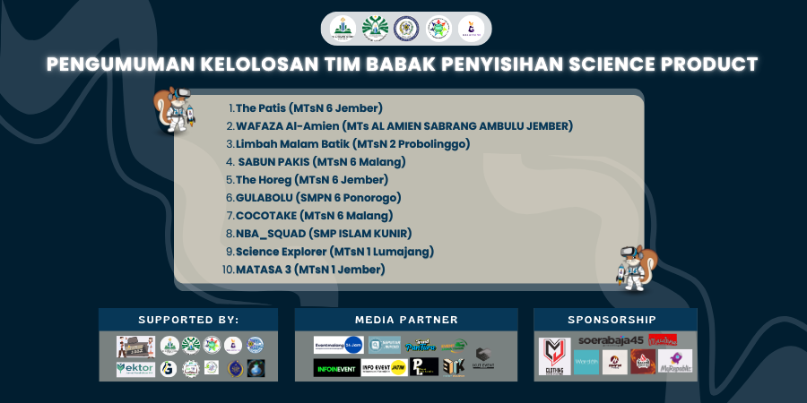 Pengumuman Kelolosan Babak Penyisihan Tim Science Product